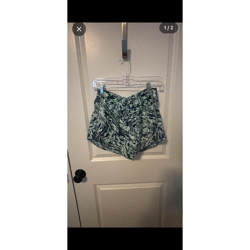 NWOT Nike Dri Fit Running Shorts Womens Teal Navy Abstract Print Athletic SZ S